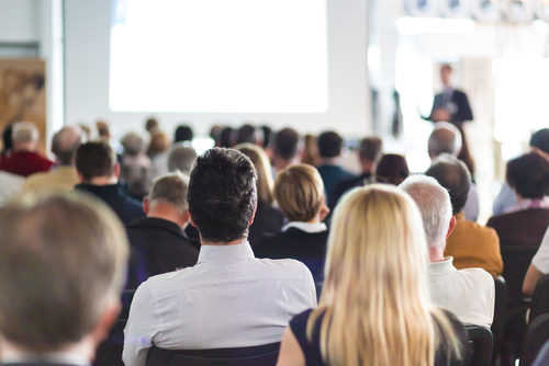 Speaker,Giving,A,Talk,At,Business,Meeting.,Audience,In,The